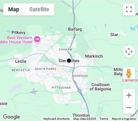 Map of affordable wedding photographer coverage in Glenrothes, Fife, Scotland