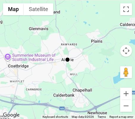 Map of affordable wedding photographer coverage in Airdrie, North Lanarkshire, Scotland