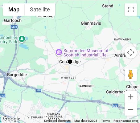 Map of affordable wedding photographer coverage in Coatbridge, North Lanarkshire, Scotland