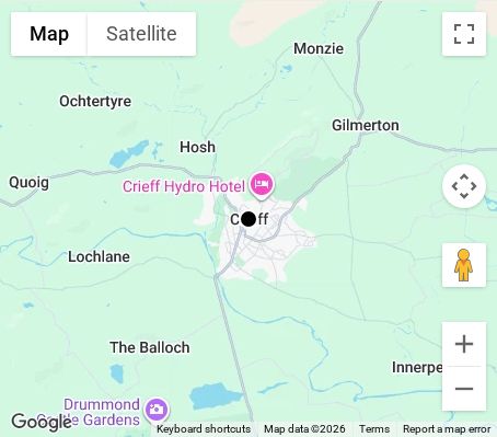 Map of affordable wedding photographer coverage in Crieff, Perth and Kinross, Scotland