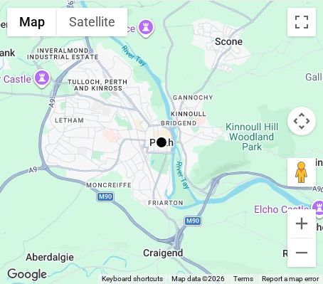 Map of affordable wedding photographer coverage in Perth, Perth and Kinross, Scotland