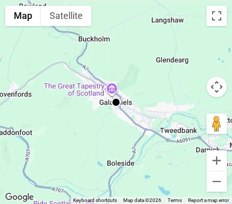 Map of affordable wedding photographer coverage in Galashiels, Scottish Borders, Scotland