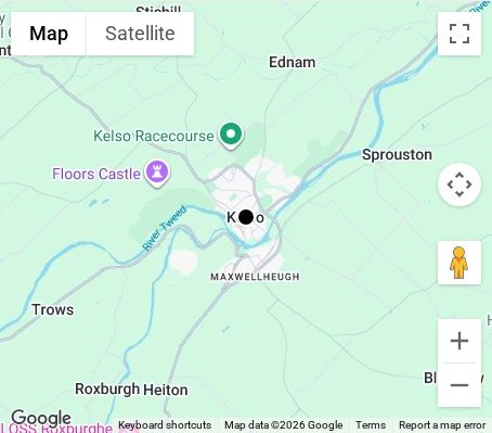 Map of affordable wedding photographer coverage in Kelso, Scottish Borders, Scotland