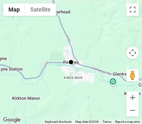 Map of affordable wedding photographer coverage in Peebles, Scottish Borders, Scotland