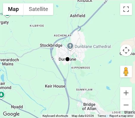 Map of affordable wedding photographer coverage in Dunblane, Stirling, Scotland