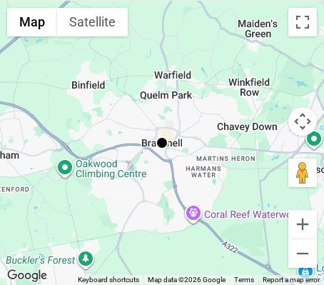 Map of affordable wedding photographer coverage in Bracknell, Berkshire, South East