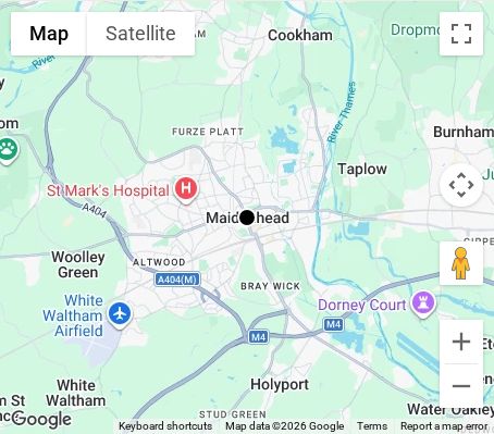 Map of affordable wedding photographer coverage in Maidenhead, Berkshire, South East