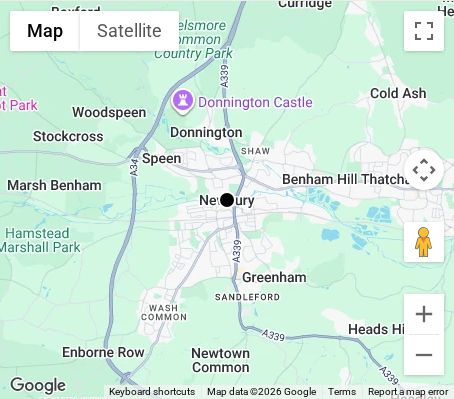 Map of affordable wedding photographer coverage in Newbury, Berkshire, South East