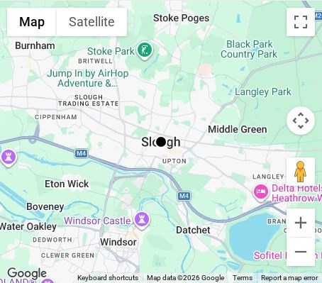 Map of affordable wedding photographer coverage in Slough, Berkshire, South East