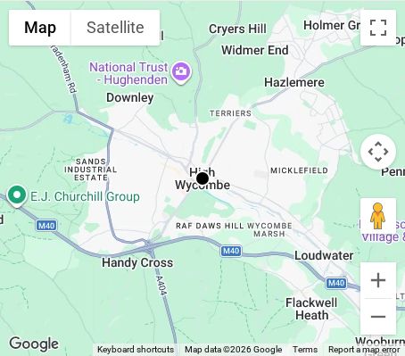 Map of affordable wedding photographer coverage in High Wycombe, Buckinghamshire, South East