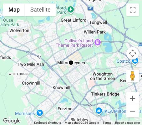 Map of affordable wedding photographer coverage in Milton Keynes, Buckinghamshire, South East