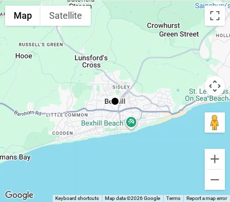 Map of affordable wedding photographer coverage in Bexhill, East Sussex, South East