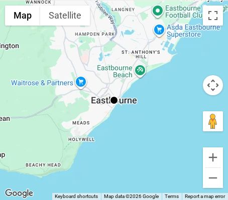 Map of affordable wedding photographer coverage in Eastbourne, East Sussex, South East