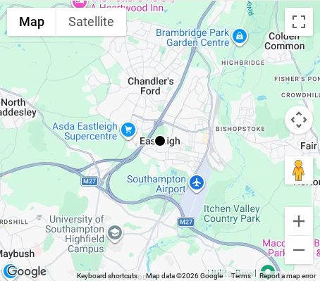 Map of affordable wedding photographer coverage in Eastleigh, Hampshire, South East