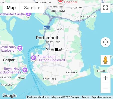 Map of affordable wedding photographer coverage in Portsmouth, Hampshire, South East