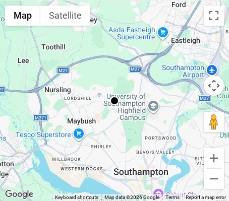Map of affordable wedding photographer coverage in Southampton, Hampshire, South East
