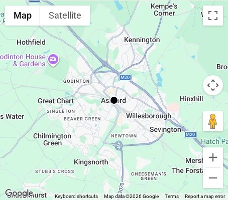 Map of affordable wedding photographer coverage in Ashford, Kent, South East
