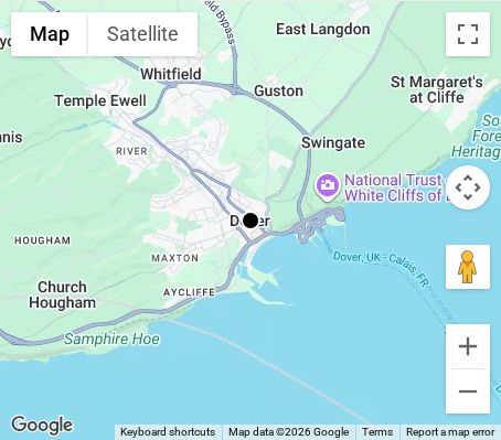 Map of affordable wedding photographer coverage in Dover, Kent, South East