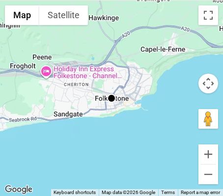 Map of affordable wedding photographer coverage in Folkestone, Kent, South East