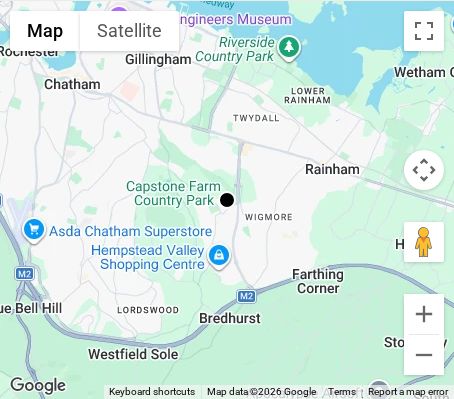 Map of affordable wedding photographer coverage in Gillingham, Kent, South East