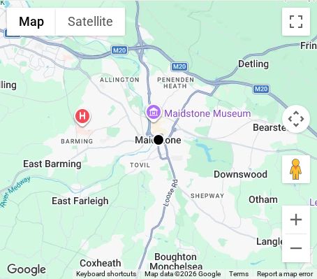 Map of affordable wedding photographer coverage in Maidstone, Kent, South East