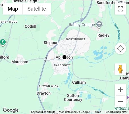 Map of affordable wedding photographer coverage in Abingdon, Oxfordshire, South East