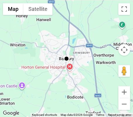 Map of affordable wedding photographer coverage in Banbury, Oxfordshire, South East