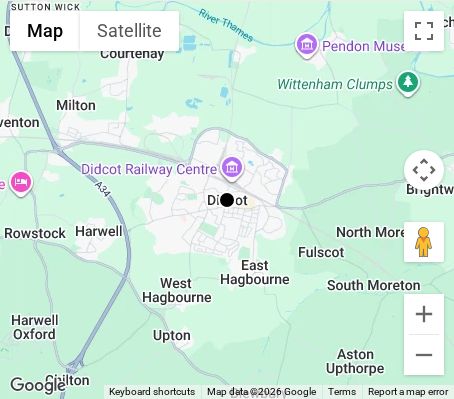 Map of affordable wedding photographer coverage in Didcot, Oxfordshire, South East
