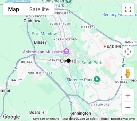 Map of affordable wedding photographer coverage in Oxford, Oxfordshire, South East