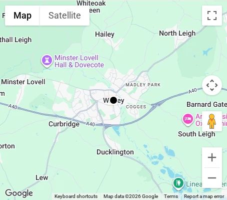 Map of affordable wedding photographer coverage in Witney, Oxfordshire, South East