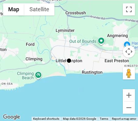 Map of affordable wedding photographer coverage in Littlehampton, West Sussex, South East