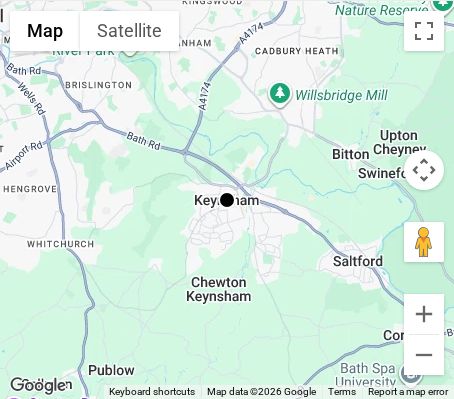 Map of affordable wedding photographer coverage in Keynsham, Bristol, South West