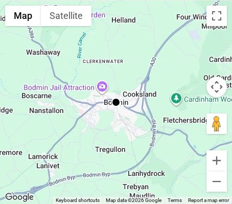 Map of affordable wedding photographer coverage in Bodmin, Cornwall, South West
