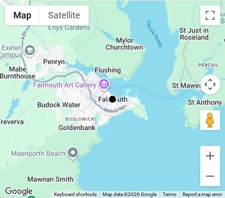 Map of affordable wedding photographer coverage in Falmouth, Cornwall, South West