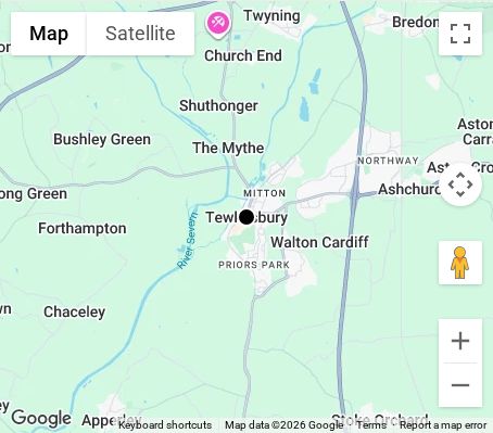 Map of affordable wedding photographer coverage in Tewkesbury, Gloucestershire, South West