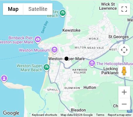 Map of affordable wedding photographer coverage in Weston-super-Mare, Somerset, South West