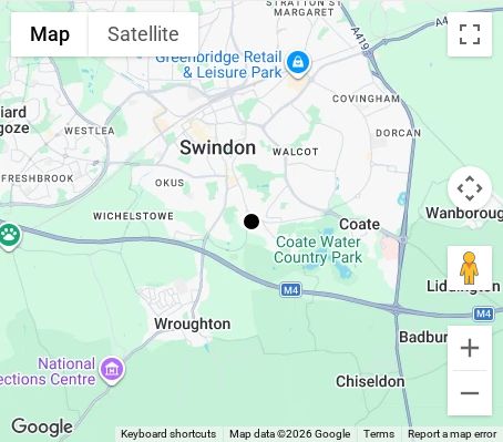 Map of affordable wedding photographer coverage in Swindon, Wiltshire, South West