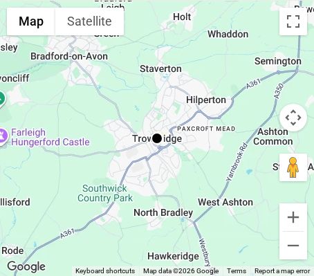 Map of affordable wedding photographer coverage in Trowbridge, Wiltshire, South West