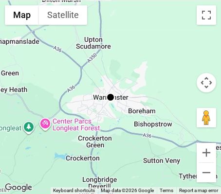 Map of affordable wedding photographer coverage in Warminster, Wiltshire, South West