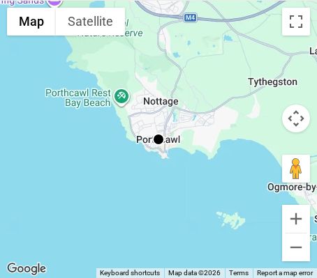 Map of affordable wedding photographer coverage in Porthcawl, Bridgend, Wales