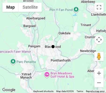 Map of affordable wedding photographer coverage in Blackwood, Caerphilly, Wales