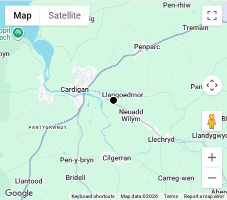 Map of affordable wedding photographer coverage in Cardigan, Ceredigion, Wales