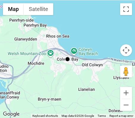 Map of affordable wedding photographer coverage in Colwyn Bay, Conwy, Wales