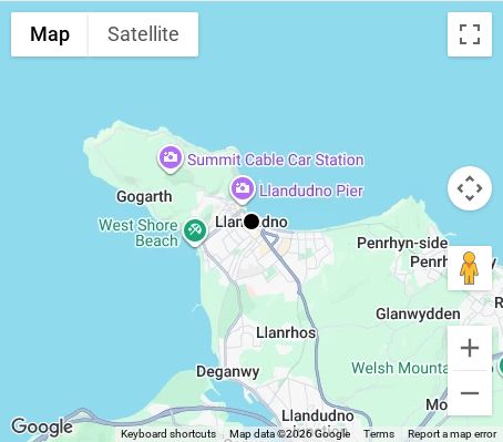 Map of affordable wedding photographer coverage in Llandudno, Conwy, Wales