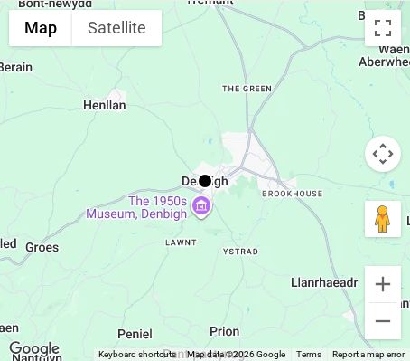 Map of affordable wedding photographer coverage in Denbigh, Denbighshire, Wales