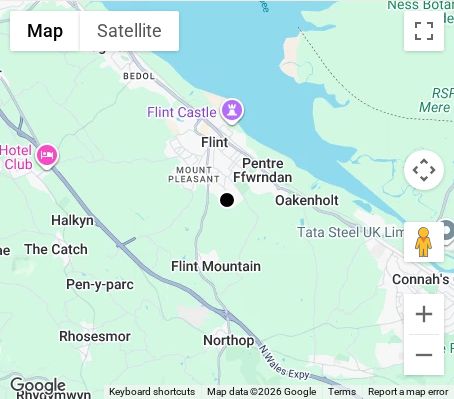 Map of affordable wedding photographer coverage in Flint, Flintshire, Wales
