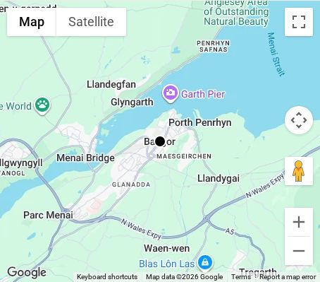 Map of affordable wedding photographer coverage in Bangor, Gwynedd, Wales
