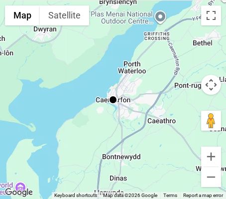 Map of affordable wedding photographer coverage in Caernarfon, Gwynedd, Wales
