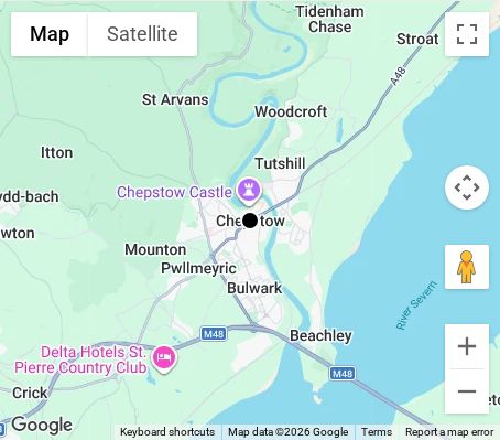 Map of affordable wedding photographer coverage in Chepstow, Monmouthshire, Wales