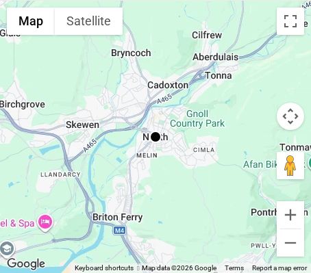 Map of affordable wedding photographer coverage in Neath, Neath Port Talbot, Wales